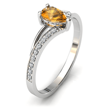 Charger l'image dans la galerie, Solitaire en or blanc palladié 750 serti d'un grenat Spessartite en taille poire