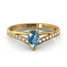 Charger l'image dans la galerie, Solitaire en or jaune 750 serti d'une Aigue-marine en taille poire