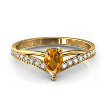 Charger l'image dans la galerie, Solitaire en or jaune 750 serti d'un grenat Spessartite en taille poire