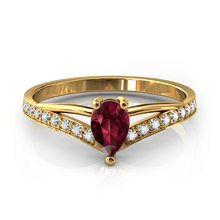 Charger l'image dans la galerie, Solitaire en or jaune 750 serti d'un grenat Rhodolite en taille poire