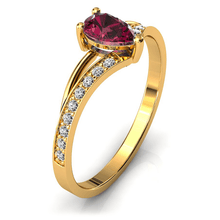 Charger l'image dans la galerie, Solitaire en or jaune 750 serti d'un grenat Rhodolite en taille poire