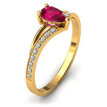 Charger l'image dans la galerie, Solitaire en or jaune 750 serti d'un Rubis en taille poire