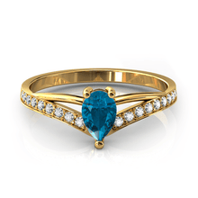 Charger l'image dans la galerie, Solitaire en or jaune 750 serti d'une Topaze Blue London en taille poire