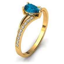 Charger l'image dans la galerie, Solitaire en or jaune 750 serti d'une Topaze Blue London en taille poire