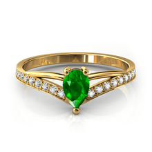 Charger l'image dans la galerie, Solitaire en or jaune 750 serti d'un grenat Tsavorite en taille poire