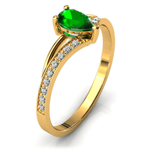 Charger l'image dans la galerie, Solitaire en or jaune 750 serti d'un grenat Tsavorite en taille poire