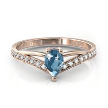 Charger l'image dans la galerie, Solitaire en or rose 750 serti d'une Aigue-marine en taille poire