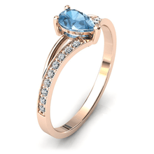 Charger l'image dans la galerie, Solitaire en or rose 750 serti d'une Aigue-marine en taille poire