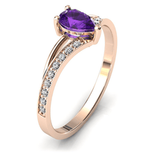 Charger l'image dans la galerie, Solitaire en or rose 750 serti d'une Améthyste en taille poire
