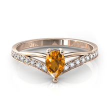 Charger l'image dans la galerie, Solitaire en or rose 750 serti d'un grenat Spessartite en taille poire