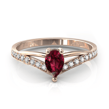 Charger l'image dans la galerie, Solitaire en or rose 750 serti d'un grenat Rhodolite en taille poire