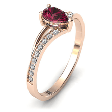 Charger l'image dans la galerie, Solitaire en or rose 750 serti d'un grenat Rhodolite en taille poire