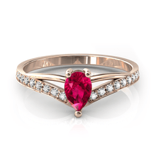 Charger l'image dans la galerie, Solitaire en or rose 750 serti d'un Rubis en taille poire