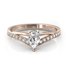 Charger l'image dans la galerie, Solitaire en or rose 750 serti d'un Saphir blanc en taille poire
