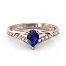 Charger l'image dans la galerie, Solitaire en or rose 750 serti d'un Saphir en taille poire