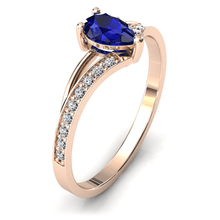 Charger l'image dans la galerie, Solitaire en or rose 750 serti d'un Saphir en taille poire