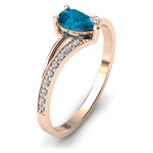 Charger l'image dans la galerie, Solitaire en or rose 750 serti d'une Topaze Blue London en taille poire