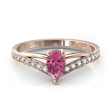 Charger l'image dans la galerie, Solitaire en or rose 750 serti d'une Tourmaline en taille poire