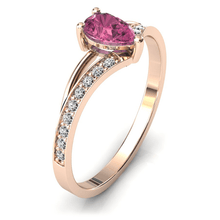 Charger l'image dans la galerie, Solitaire en or rose 750 serti d'une Tourmaline en taille poire