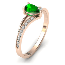 Charger l'image dans la galerie, Solitaire en or rose 750 serti d'un grenat Tsavorite en taille poire