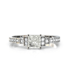 Charger l'image dans la galerie, Solitaire en or blanc 750 serti d'un Saphir blanc en taille princesse