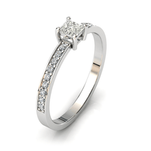 Charger l'image dans la galerie, Solitaire en or blanc 750 serti d'un Saphir blanc en taille princesse