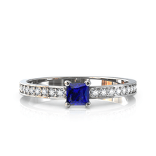 Charger l'image dans la galerie, Solitaire en or blanc 750 serti d'un Saphir en taille princesse