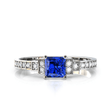 Charger l'image dans la galerie, Solitaire en or blanc 750 serti d'une Tanzanite en taille princesse