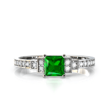 Charger l'image dans la galerie, Solitaire en or blanc 750 serti d'un grenat Tsavorite en taille princesse