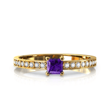 Charger l'image dans la galerie, Solitaire en or jaune 750 serti d'une Améthyste en taille princesse