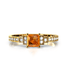 Charger l'image dans la galerie, Solitaire en or jaune 750 serti d'une Citrine en taille princesse