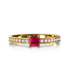 Charger l'image dans la galerie, Solitaire en or jaune 750 serti d'un Rubis en taille princesse