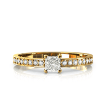 Charger l'image dans la galerie, Solitaire en or jaune 750 serti d'un Saphir blanc en taille princesse