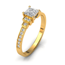 Charger l'image dans la galerie, Solitaire en or jaune 750 serti d'un Saphir blanc en taille princesse