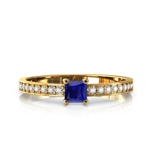 Charger l'image dans la galerie, Solitaire en or jaune 750 serti d'un Saphir en taille princesse