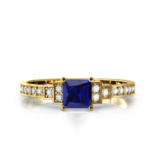 Charger l'image dans la galerie, Solitaire en or jaune 750 serti d'un Saphir en taille princesse