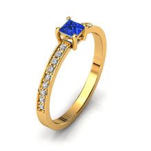 Charger l'image dans la galerie, Solitaire en or jaune 750 serti d'une Tanzanite en taille princesse