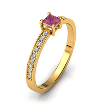 Charger l'image dans la galerie, Solitaire en or jaune 750 serti d'une Tourmaline en taille princesse