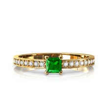 Charger l'image dans la galerie, Solitaire en or jaune 750 serti d'un grenat Tsavorite en taille princesse