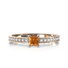 Charger l'image dans la galerie, Solitaire en or rose 750 serti d'une Citrine en taille princesse