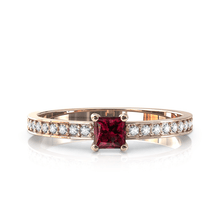 Charger l'image dans la galerie, Solitaire en or rose 750 serti d'un grenat Rhodolite en taille princesse