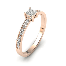 Charger l'image dans la galerie, Solitaire en or rose 750 serti d'un Saphir blanc en taille princesse