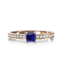 Charger l'image dans la galerie, Solitaire en or rose 750 serti d'un Saphir en taille princesse