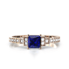 Charger l'image dans la galerie, Solitaire en or rose 750 serti d'un Saphir en taille princesse