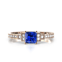 Charger l'image dans la galerie, Solitaire en or rose 750 serti d'une Tanzanite en taille princesse