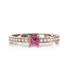 Charger l'image dans la galerie, Solitaire en or rose 750 serti d'une Tourmaline en taille princesse