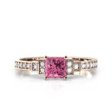 Charger l'image dans la galerie, Solitaire en or rose 750 serti d'une Tourmaline en taille princesse