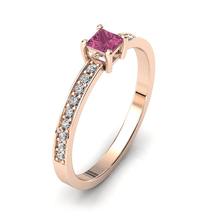 Charger l'image dans la galerie, Solitaire en or rose 750 serti d'une Tourmaline en taille princesse