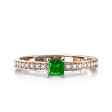 Charger l'image dans la galerie, Solitaire en or rose 750 serti d'un grenat Tsavorite en taille princesse