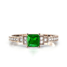 Charger l'image dans la galerie, Solitaire en or rose 750 serti d'un grenat Tsavorite en taille princesse